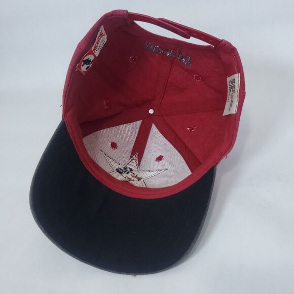 Vintage Disney Mickey Mouse Cap Snap Back Red Black Trucker Hat Big Star - Picture 6 of 8